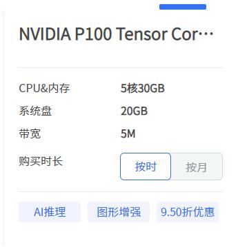 AI算力租赁-NVIDIA P100 Tensor Core GPU-低至1.2元/小时